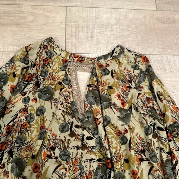 UMGEE WOMENS SMALL BLOUSE TAN MULTICOLOR 3/4 SLEEVE - Picture 9 of 9